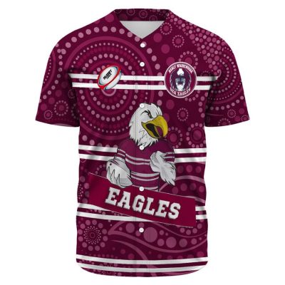 NRL Manly Warringah Sea Eagles Custom Text Indigenous Baseball Jersey