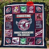 NRL Manly Warringah Sea Eagles Custom Text Quilt Blanket