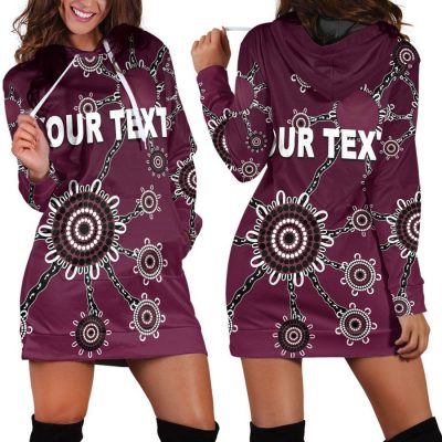 NRL Manly Warringah Sea Eagles Simple Indigenous Custom Text Women Hoodie Dress