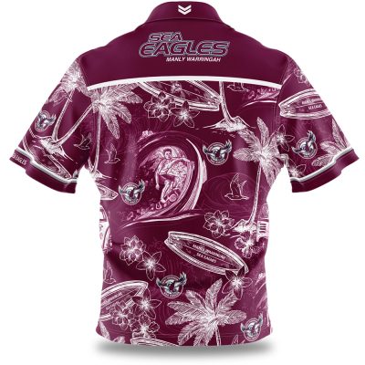 NRL Manly Warringah Sea Eagles Surfboard Custom Name Number Hawaiian Shirt