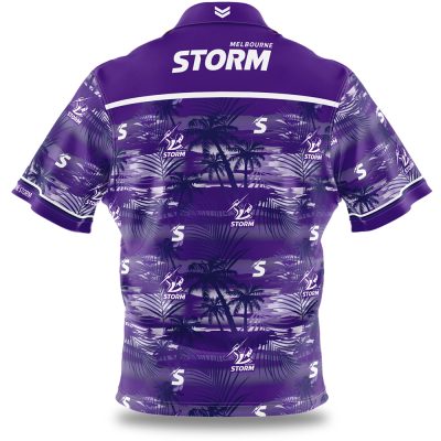 NRL Melbourne Storm Custom Name Number Beach Hawaiian Shirt
