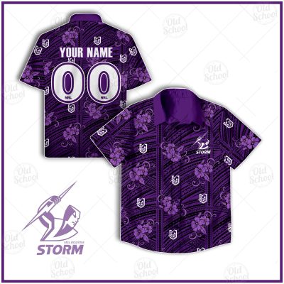NRL Melbourne Storm Custom Name Number Tribal Hawaiian Shirt