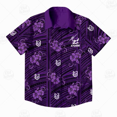 NRL Melbourne Storm Custom Name Number Tribal Hawaiian Shirt