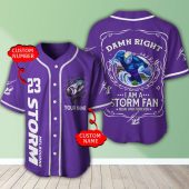 NRL Melbourne Storm Fan Now And Forever Custom Name Number Baseball Jersey