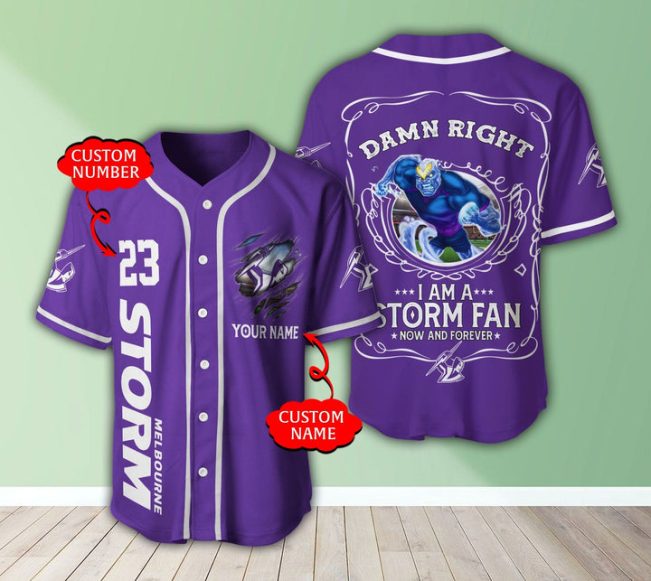 NRL Melbourne Storm Fan Now And Forever Custom Name Number Baseball Jersey