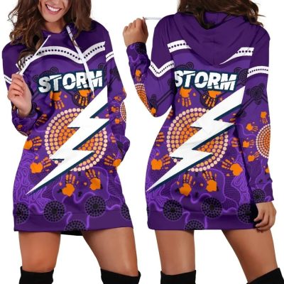 NRL Melbourne Storm Indigenous Aboriginal Women Hoodie Dress