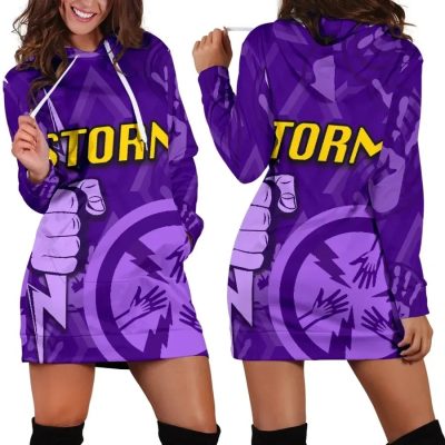 NRL Melbourne Storm Indigenous Purple Women Hoodie Dress