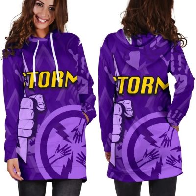 NRL Melbourne Storm Indigenous Purple Women Hoodie Dress