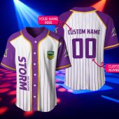 NRL Melbourne Storm Purple Stripes Custom Name Number Baseball Jersey
