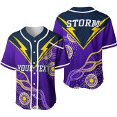NRL Melbourne Storm Simple Indigenous Custom Text Baseball Jersey