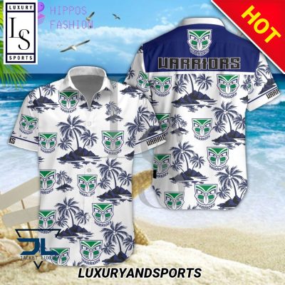 NRL New Zealand Warriors Coconut Tree Islands Hawaiian Shirt