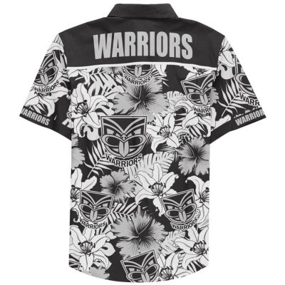 NRL New Zealand Warriors Custom Text Black and White Hawaiian Shirt