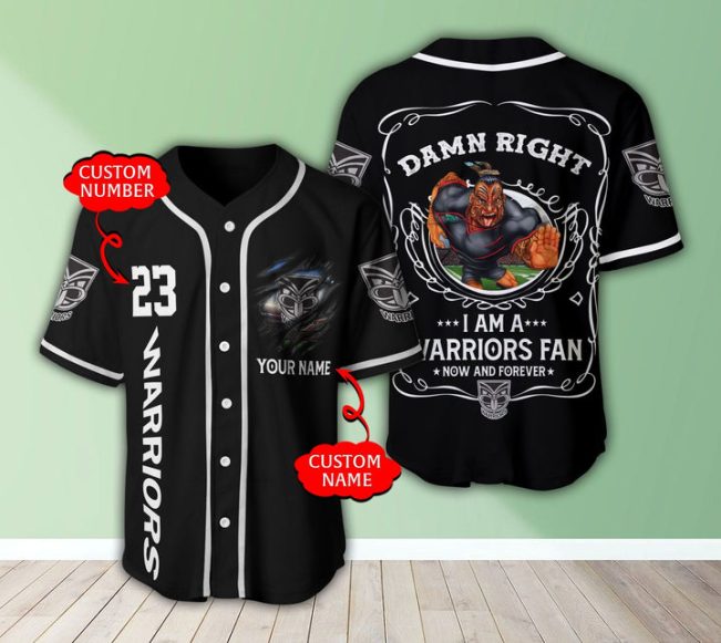 NRL New Zealand Warriors Fan Now And Forever Custom Name Number Baseball Jersey