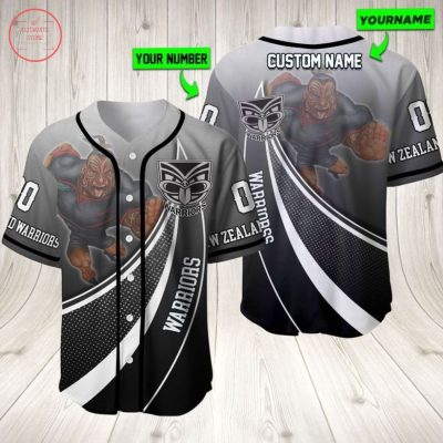 NRL New Zealand Warriors Mascot Custom Name Number Baseball Jersey
