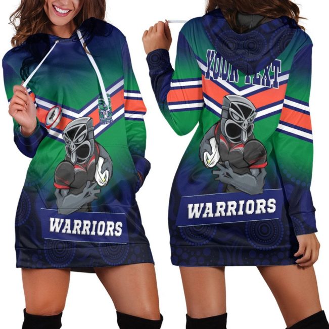 NRL New Zealand Warriors Mascot Custom Text Women Hoodie Dress