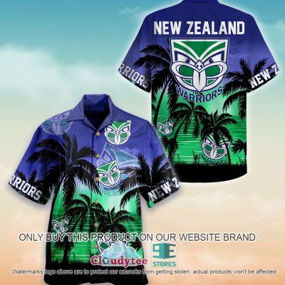 NRL New Zealand Warriors Palm Trees Sunrise Hawaiian Shirt