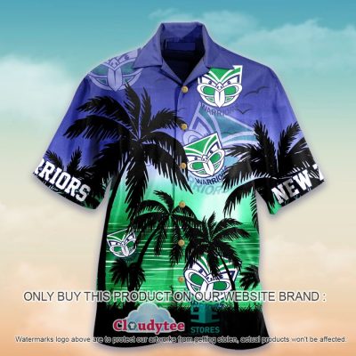 NRL New Zealand Warriors Palm Trees Sunrise Hawaiian Shirt