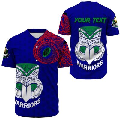 NRL New Zealand Warriors Polynesian Tattoo Style Custom Text Baseball Jersey