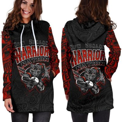 NRL New Zealand Warriors Red Style Women Hoodie Dress