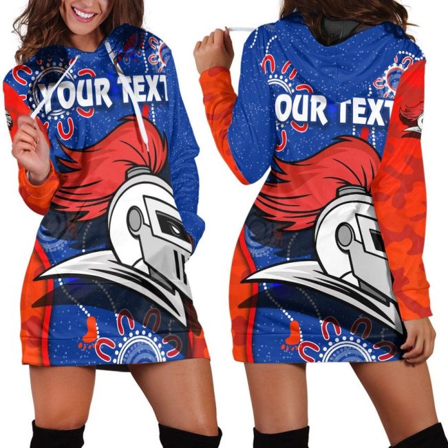 NRL Newcastle Knights Aboriginial Custom Text Women Hoodie Dress