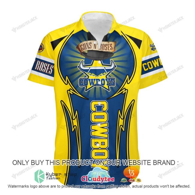 NRL North Queensland Cowboys Custom Name Number Guns N' Roses Hawaiian Shirt