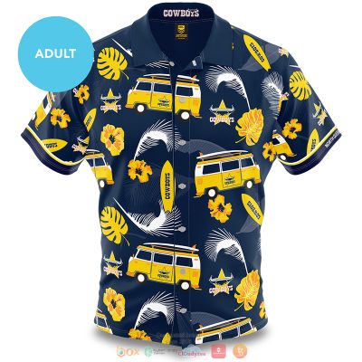 NRL North Queensland Cowboys Custom Name Number Tropical Bus Hawaiian Shirt