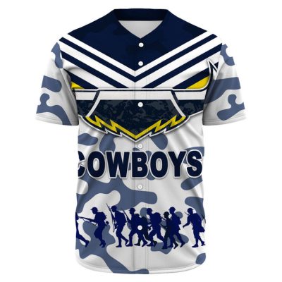 NRL North Queensland Cowboys Custom Text ANZAC Day Camo Baseball Jersey