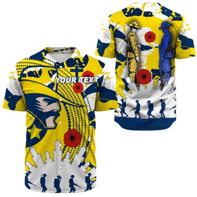 NRL North Queensland Cowboys Custom Text ANZAC Limited Edition Baseball Jersey