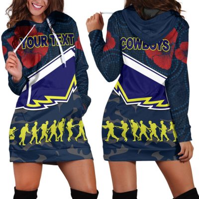 NRL North Queensland Cowboys Custom Text ANZAC Special Style Women Hoodie Dress