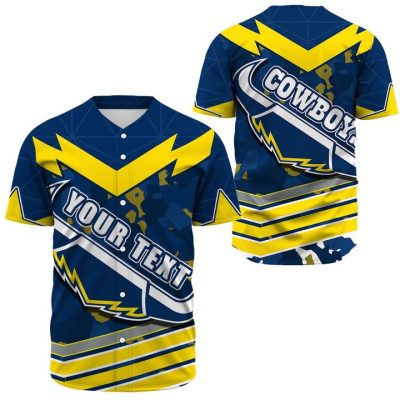 NRL North Queensland Cowboys Custom Text Camo Style Baseball Jersey