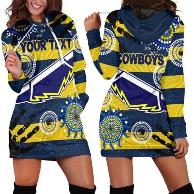 NRL North Queensland Cowboys Custom Text Indigenous Special Version Women Hoodie Dress