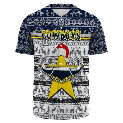 NRL North Queensland Cowboys Custom Text Number Christmas Baseball Jersey