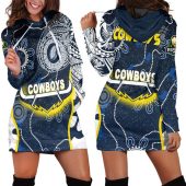 NRL North Queensland Cowboys Indigenous Polynesian Tattoo Style Women Hoodie Dress