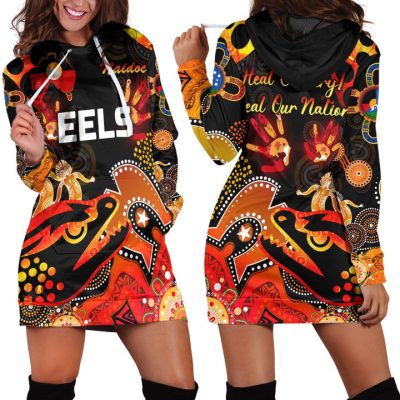NRL Parramatta Eels Black Red Indigenous NAIDOC Women Hoodie Dress