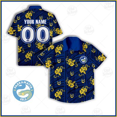 NRL Parramatta Eels Custom Name Number Tribal Hawaiian Shirt