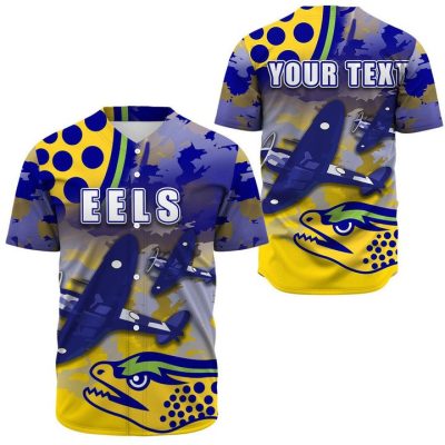 NRL Parramatta Eels Custom Text ANZAC Day Baseball Jersey