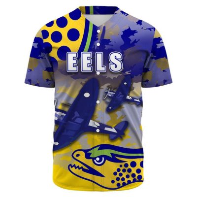 NRL Parramatta Eels Custom Text ANZAC Day Baseball Jersey
