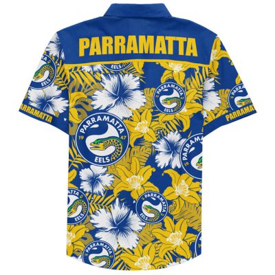 NRL Parramatta Eels Custom Text Floral Hawaiian Shirt