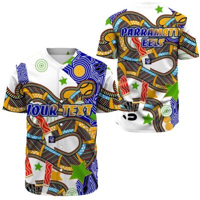 NRL Parramatta Eels Custom Text Indigenous Baseball Jersey