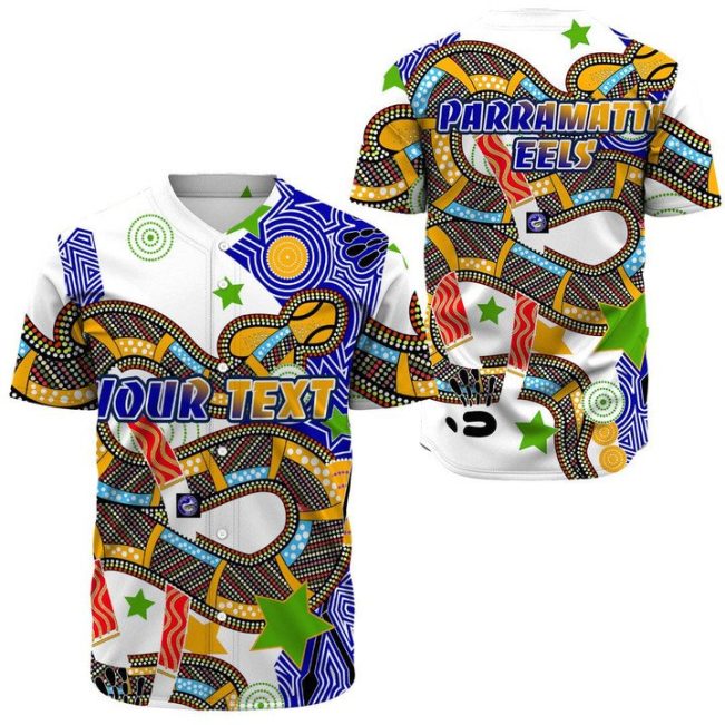 NRL Parramatta Eels Custom Text Indigenous Baseball Jersey