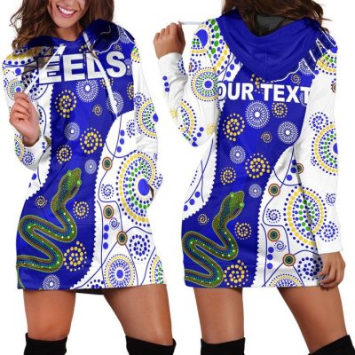 NRL Parramatta Eels Custom Text NAIDOC Blue Version Women Hoodie Dress