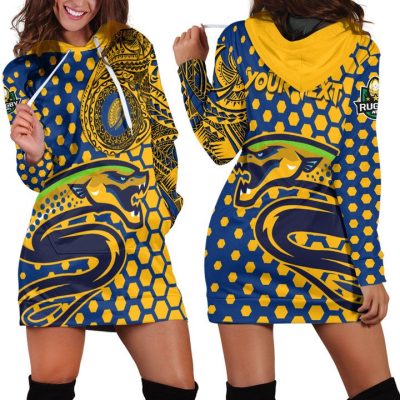 NRL Parramatta Eels Custom Text Polynesian Tattoo Style Women Hoodie Dress