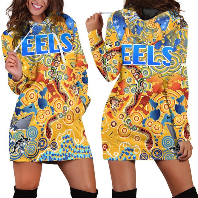 NRL Parramatta Eels Gold Indigenous NAIDOC Women Hoodie Dress