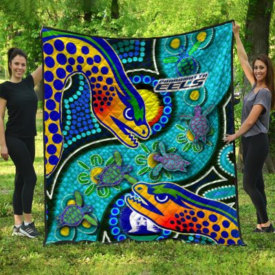 NRL Parramatta Eels Indigenous With Aboriginal and Torres Strait Islander Flag Quilt Blanket