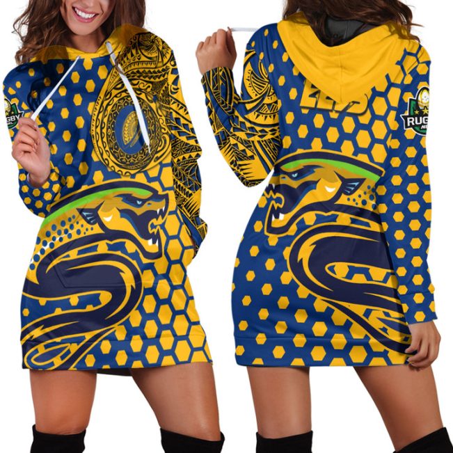 NRL Parramatta Eels Polynesian Tattoo Style Women Hoodie Dress V2