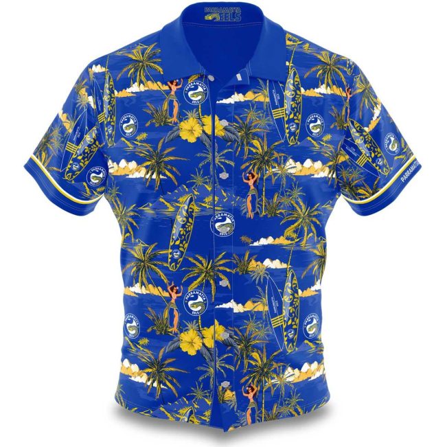 NRL Parramatta Eels Surfboard Blue Hawaiian Shirt