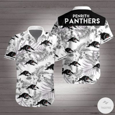 NRL Penrith Panthers Black White Hawaiian Shirt