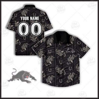 NRL Penrith Panthers Custom Name Number 2021 Tribal Hawaiian Shirt