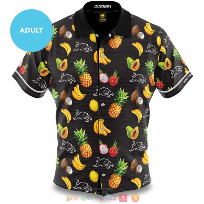 NRL Penrith Panthers Custom Name Number Tropical Fruit Hawaiian Shirt
