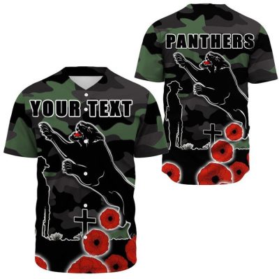 NRL Penrith Panthers Custom Text ANZAC Day Camo Baseball Jersey